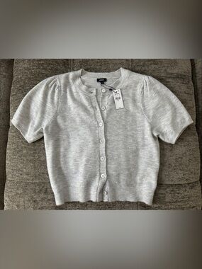 BOGO FREE Express Heather Gray Short Sleeve Button Cardigan